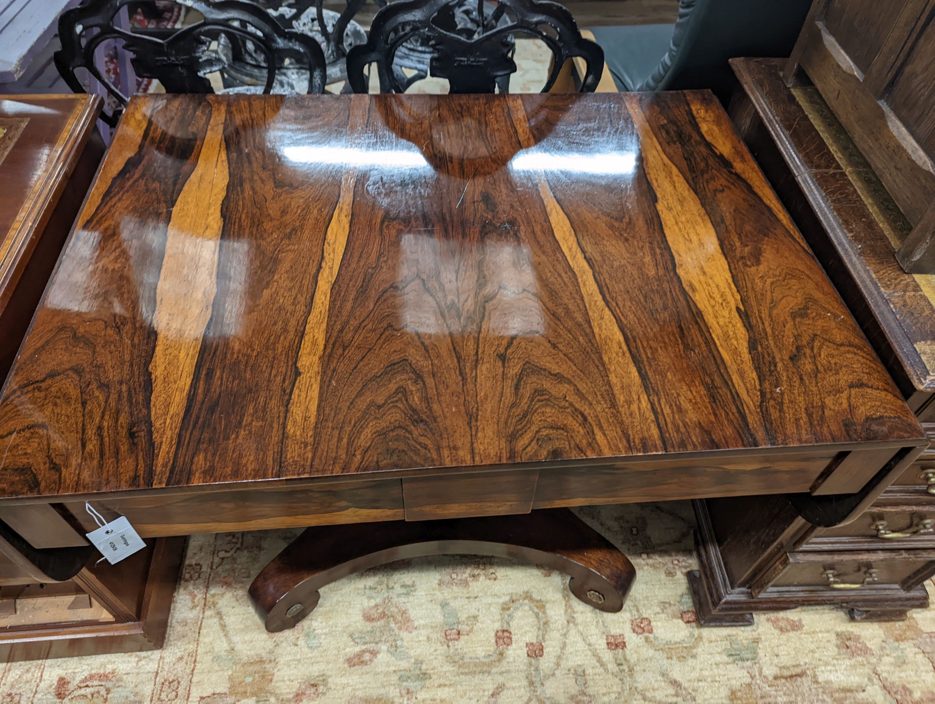 A Regency rosewood sofa table, width 91cm, depth 66cm, height 72cm
